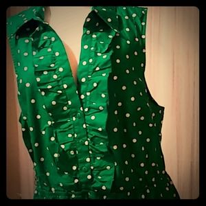Bailey blue green and white polka dot dress